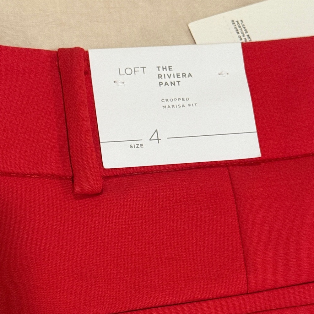 LOFT Vibrant Red Riviera Pants - Cropped Marisa Fit - Picture 4 of 4